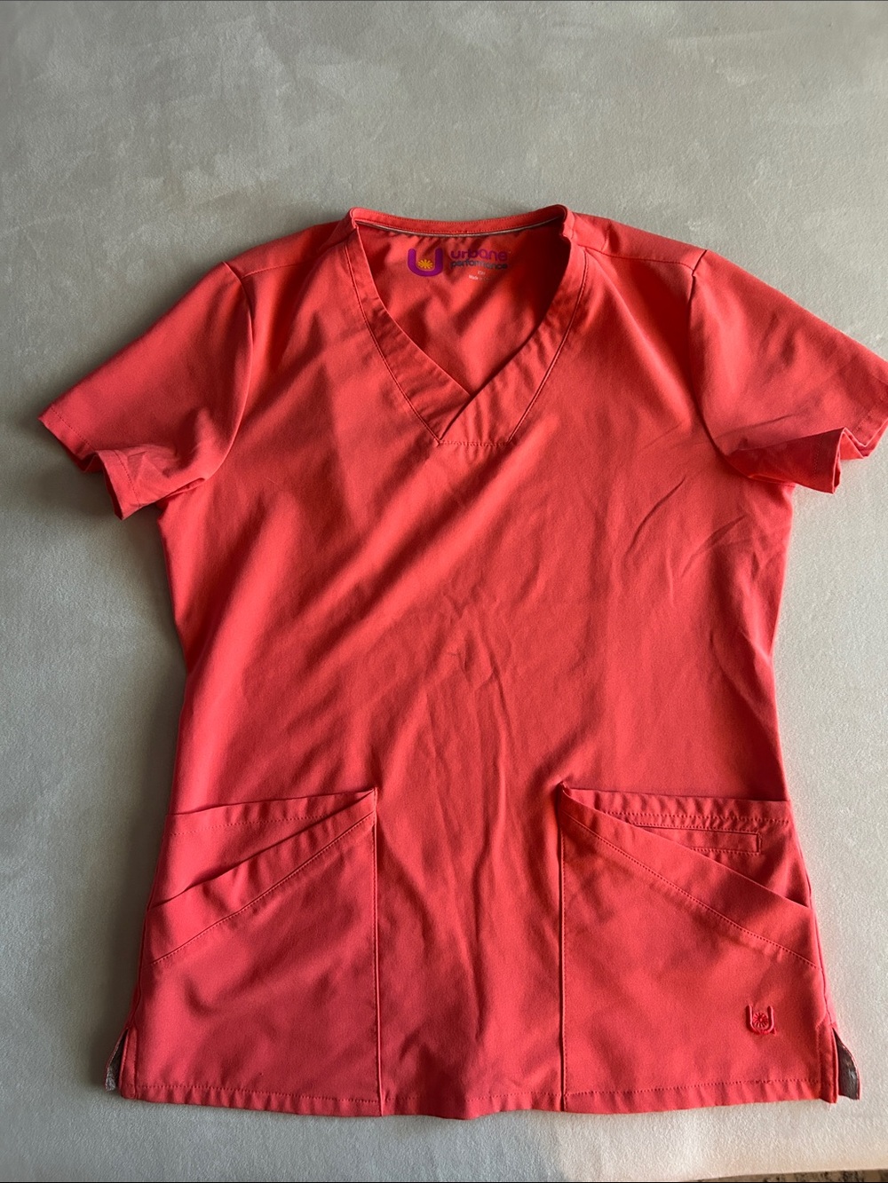 Butter Coral V-Neck Short Sleeve Scrub Top